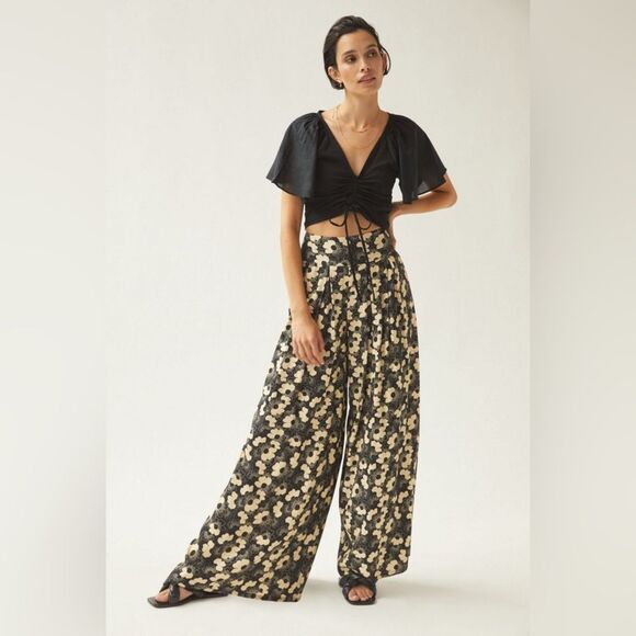 Corey Lynn Calter Floral Pleated Wide Leg Pants, sold at Anthropologie - Picture 2 of 13
